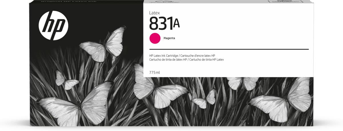 HP 831A, Magenta Latex Ink Cartridge, 775ml, Thermal Inkjet