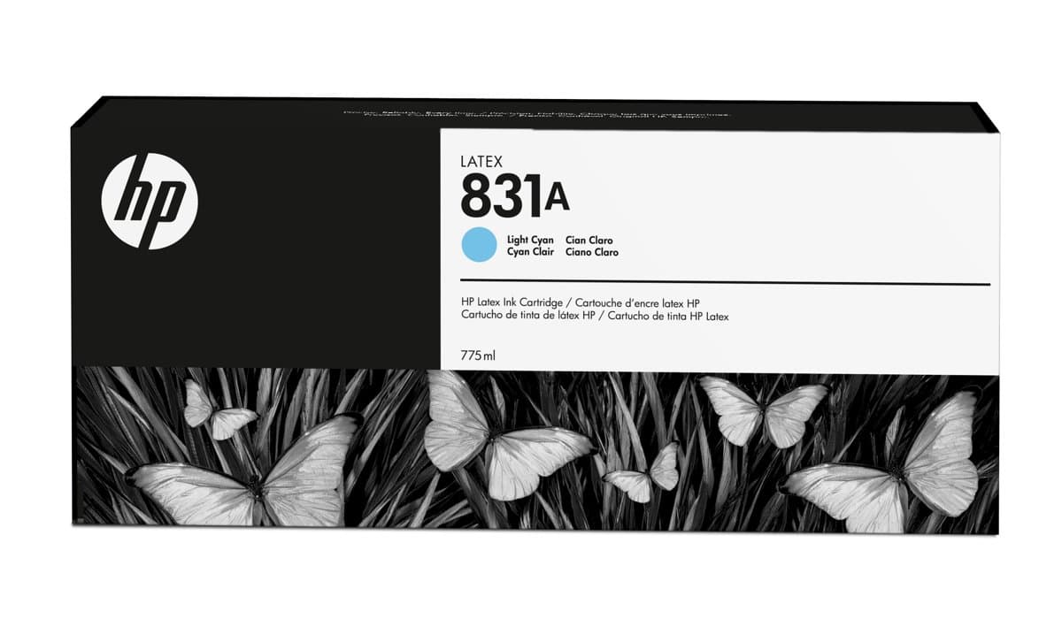 HP 831A Latex Ink Cartridge, Light Cyan, 775 ml, Thermal Inkjet