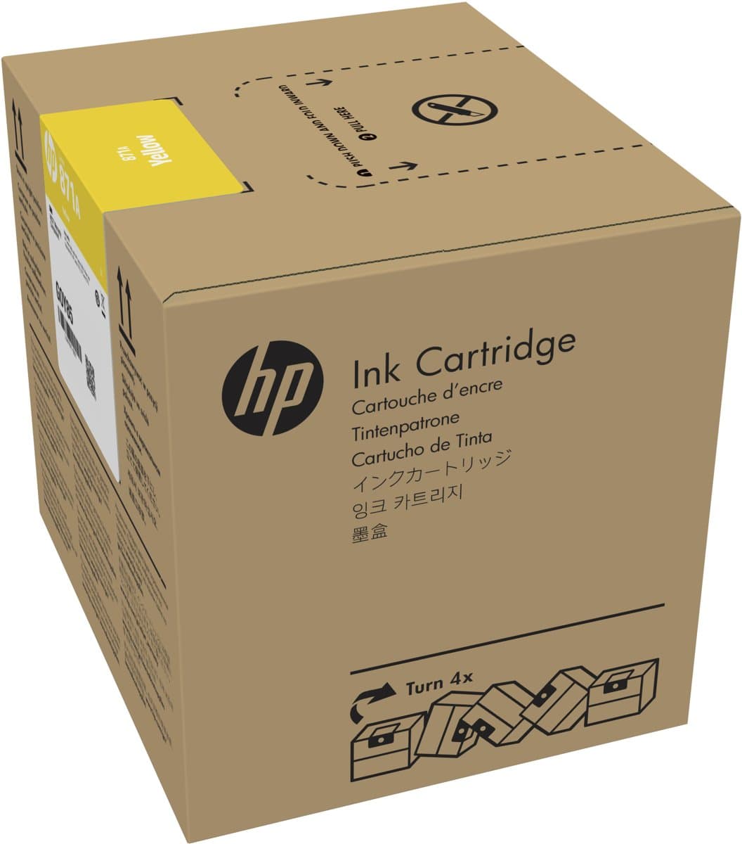 HP 871A 3-Liter Yellow Latex Ink Cartridge, Thermal Inkjet, HP Latex 370/360, Water-Based