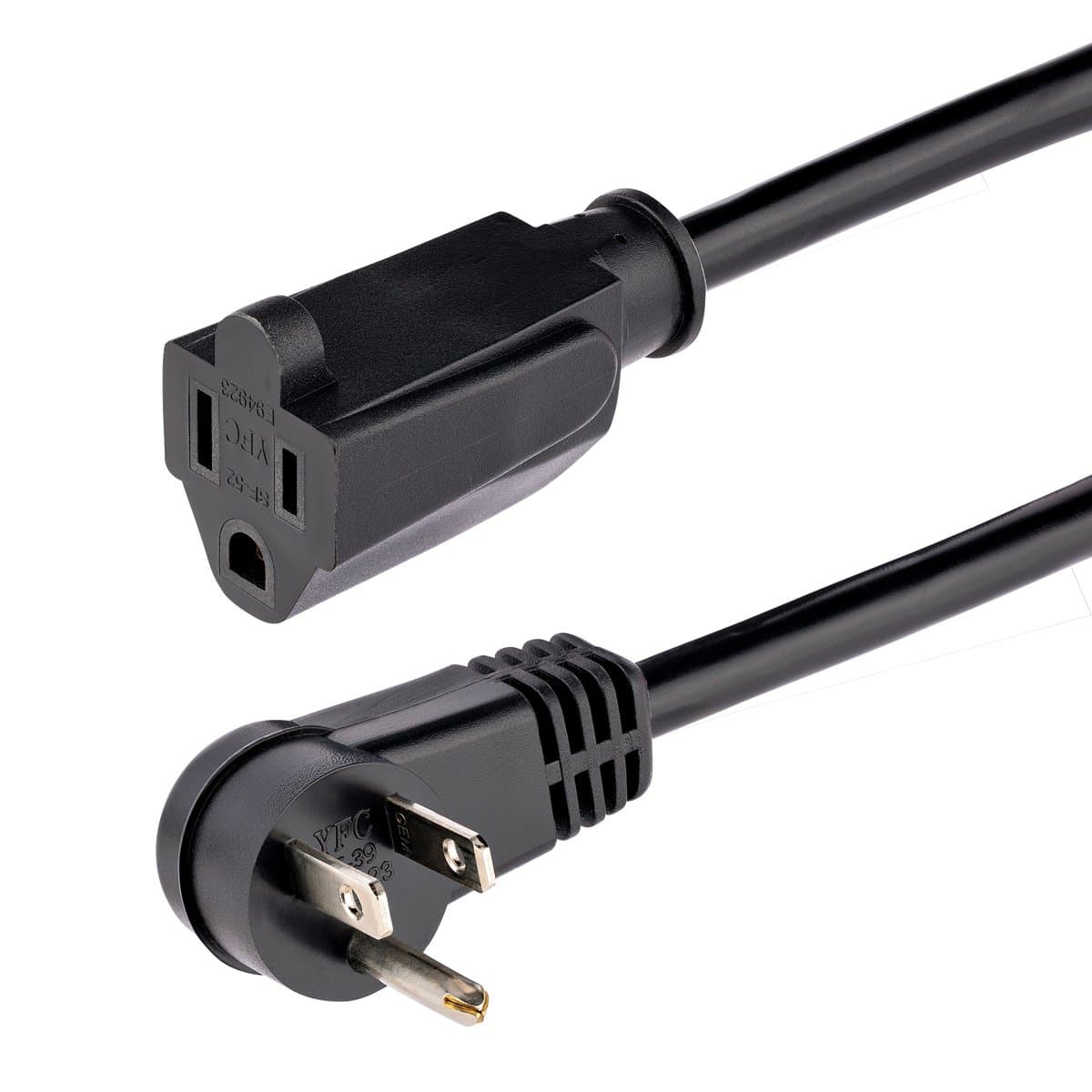StarTech 1ft Right-Angle NEMA 5-15 Power Extension Cord, 13A 125V, 16AWG, UL Listed