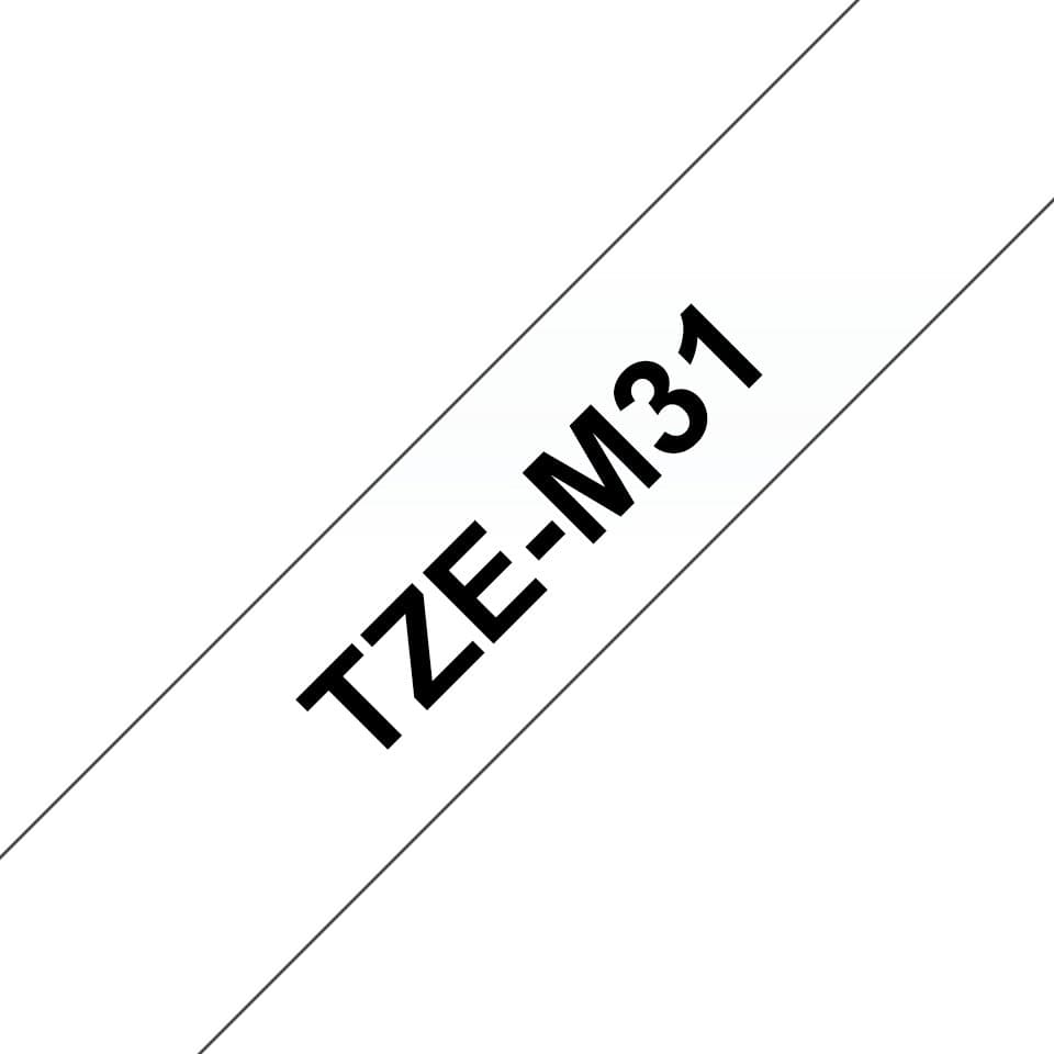 Brother TZE-M31, Black on Transparent, 12mm, 8m, Matte Laminate