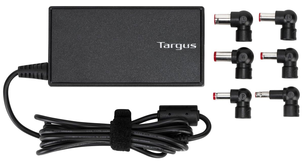 Targus 90W Semi-Slim Laptop Charger, AC-to-DC, Universal, Interchangeable Tips
