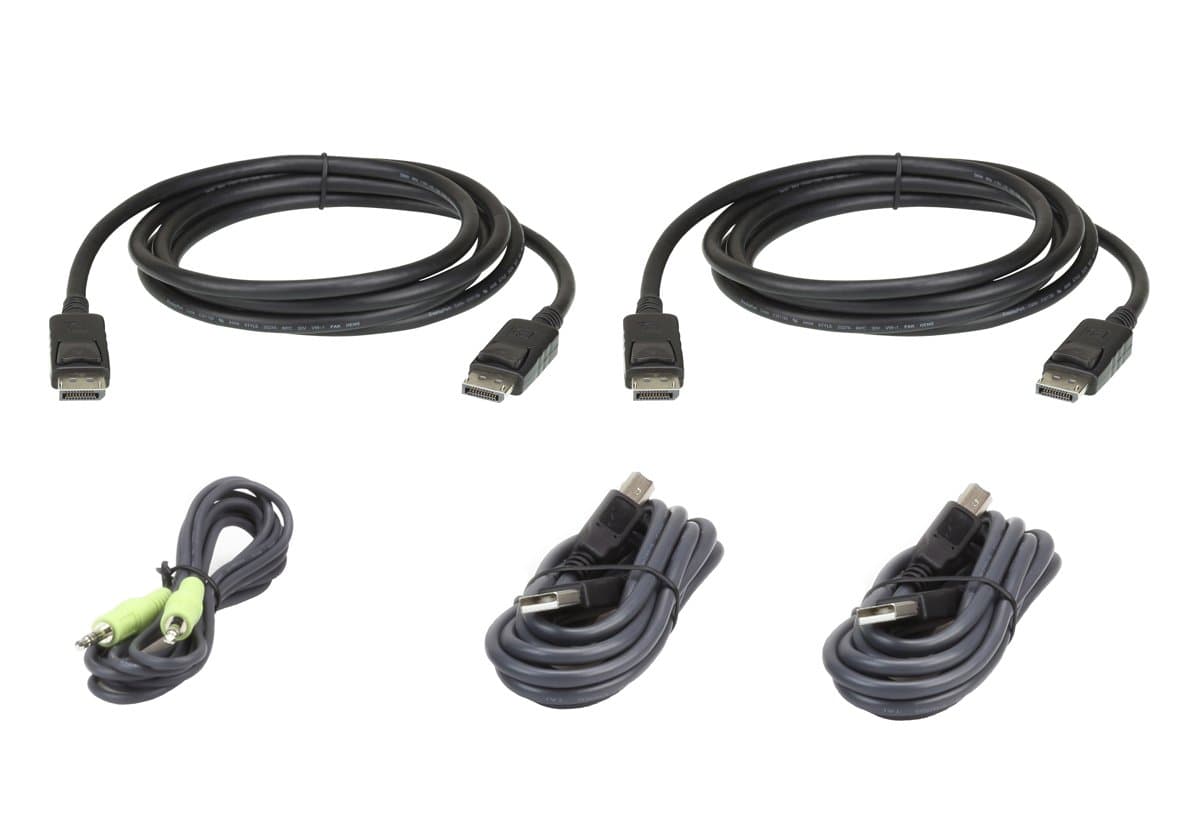 ATEN USB DisplayPort Secure KVM Cable Kit, 3 m, Dual Display, Black