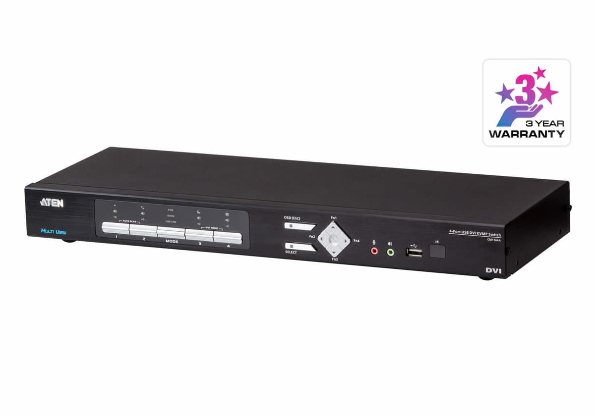ATEN CM1164A 4-Port DVI-D Multi-View KVMP Switch, 1920 × 1200 @ 60Hz, 9.7W