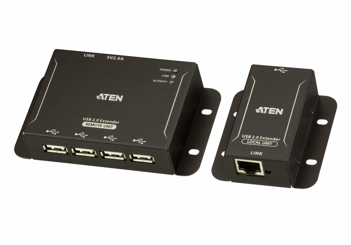 ATEN UCE3250 4-Port USB 2.0 Cat 5 Extender, 50m Range, Black, Metal Housing