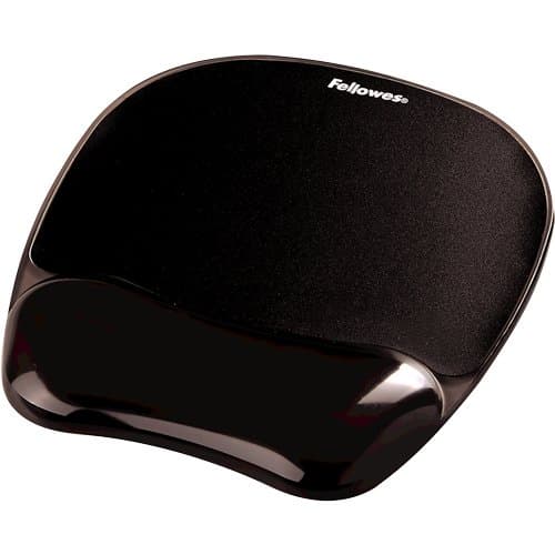 Fellowes Crystals Gel Mouse Pad With Wrist Rest, 7.9×9.3in, Non-Slip, Black