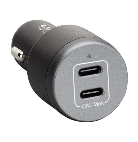 Eaton 65W Dual-Port Car Charger, 2 USB-C Ports, Black