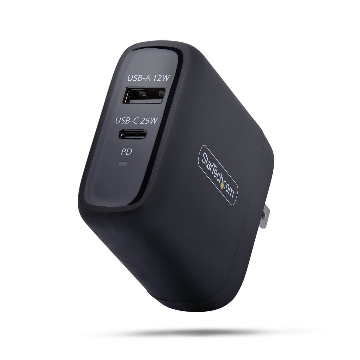 StarTech USB-C & USB-A Wall Charger, 37W Dual-Port, 25W USB-C, 12W USB-A