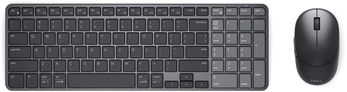 Dell Pro 7 KM746 Rechargeable Keyboard and Mouse, Full-Size, Scissor, Graphite