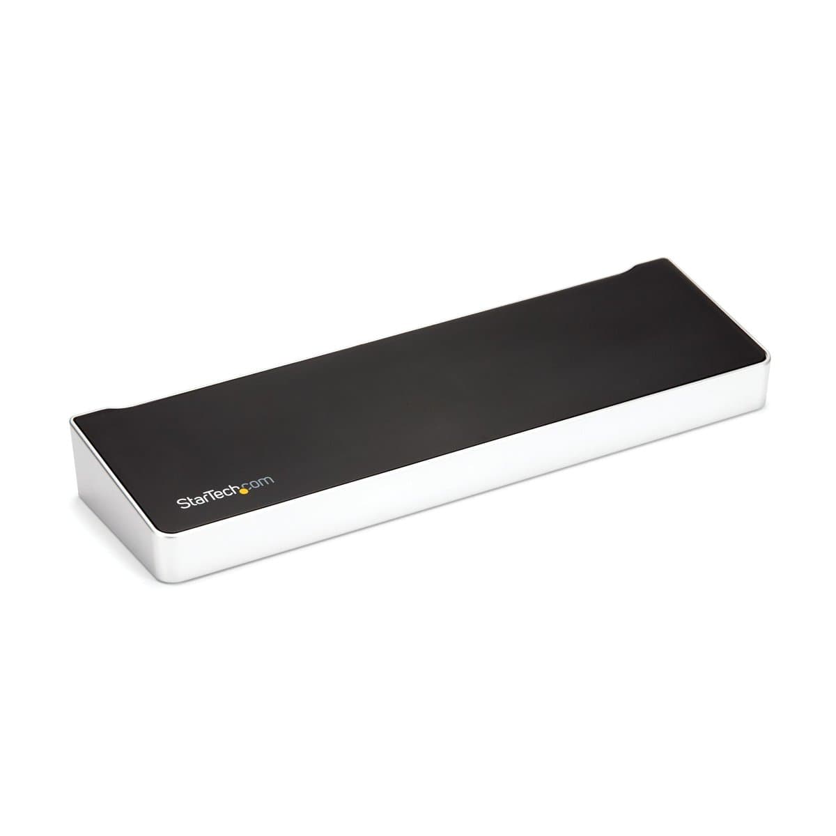 StarTech USB-C Triple 4K Dock, 2× DP + 1× HDMI, 100 W PD, 5× USB, GbE, TAA, Black/Silver