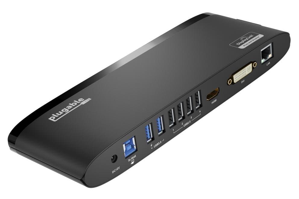 Plugable UD-3900H USB 3.0 Universal Docking Station, Dual HD HDMI + DVI, GbE, 6× USB, Black