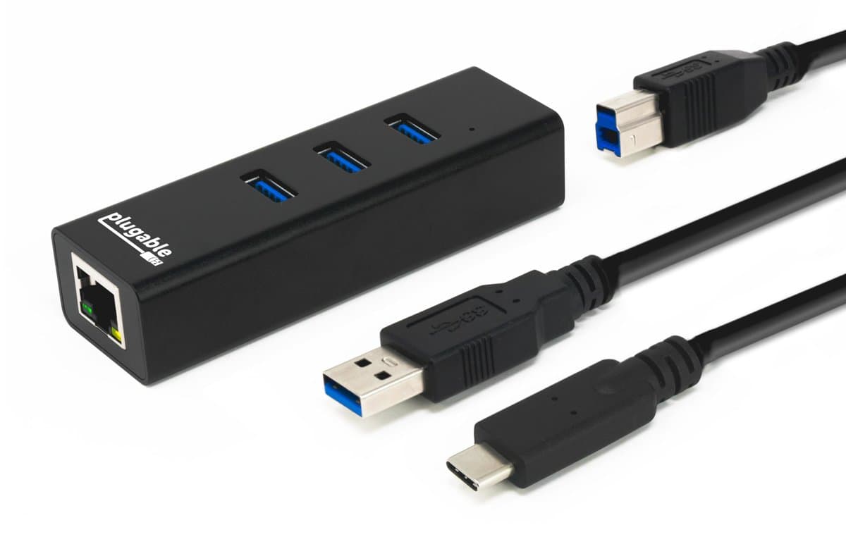 Plugable USB 3.0 Hub, 3-Port with Gigabit Ethernet, Bus Powered