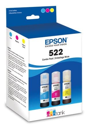 Epson T522 Ink Color Combo, Original, Cyan, Magenta, Yellow, 3-Piece