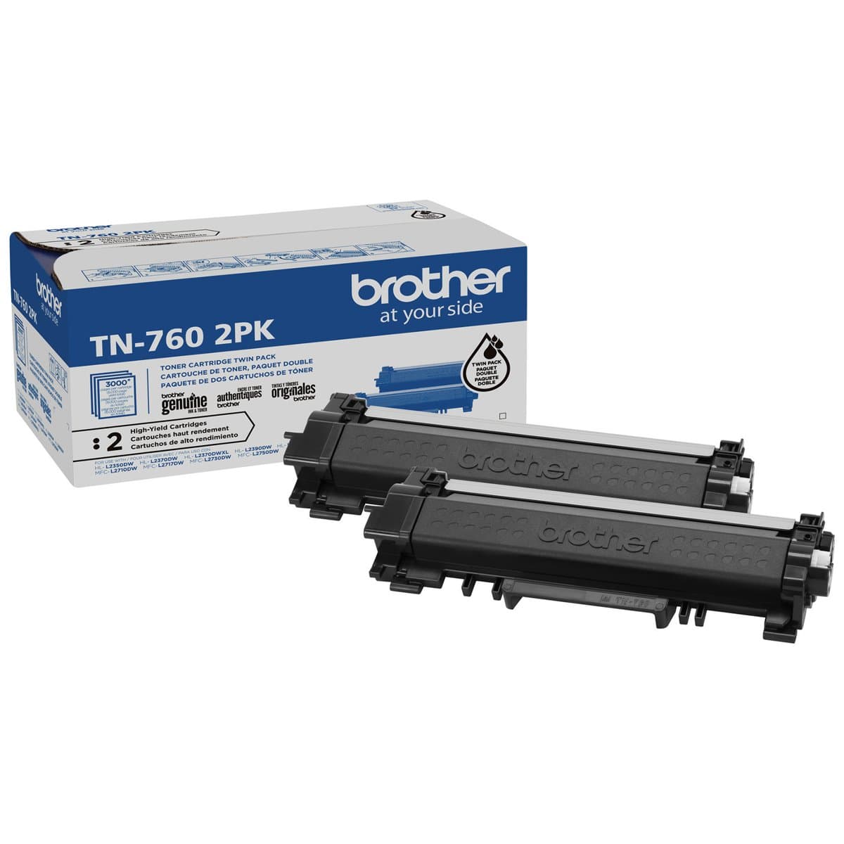 Brother TN-7602PK High-Yield Toner, Black, 3000-Page, 2-Pack