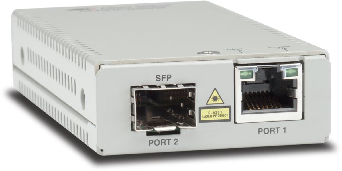 Allied Telesis AT-MMC2000/SP-960 Copper to Fiber Converter, 10/100/1000T to SFP, 1000 Mbit/s
