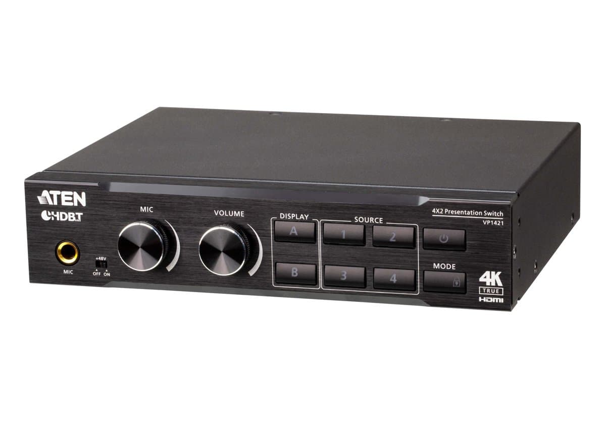 ATEN VP1421 4×2 True 4K Presentation Switch, 4096×2160, HDR, 4 Mixed Inputs