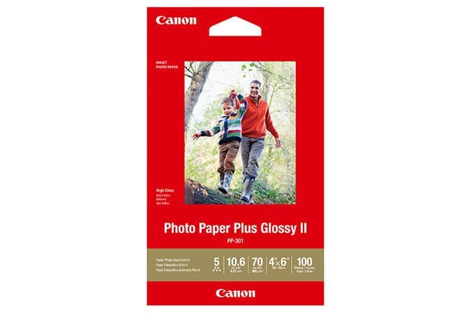 Canon PP-301 Photo Paper, 4×6 Glossy, 265 g/m², 100 sheets