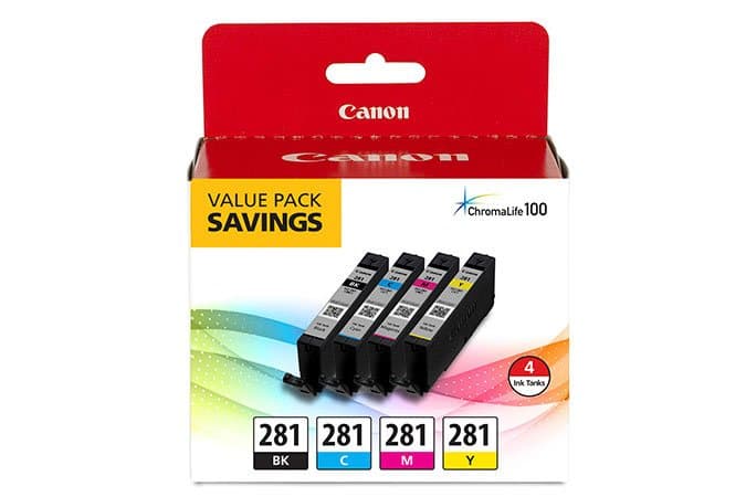 Canon CLI-281 4-Pack Dye-Based Ink Cartridge, Black, Cyan, Magenta, Yellow