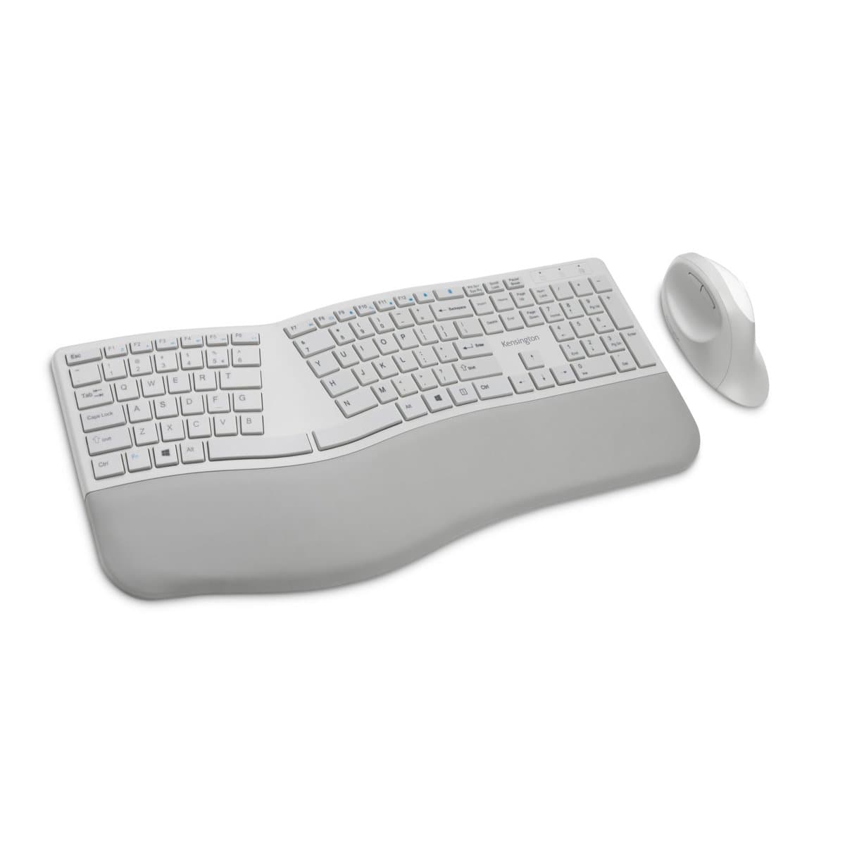 Kensington Pro Fit Ergo Wireless Keyboard and Mouse, Full-size, RF Wireless + Bluetooth, Gray