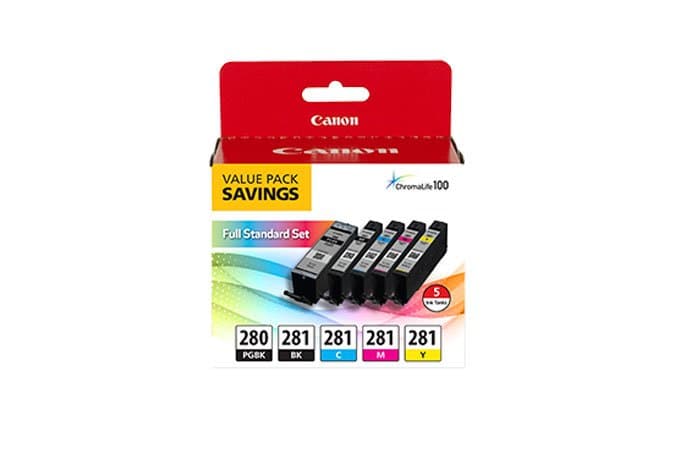 Canon PGI-280/CLI-281 Ink Cartridges, 5-Color Multi-Pack, Pigment & Dye-Based