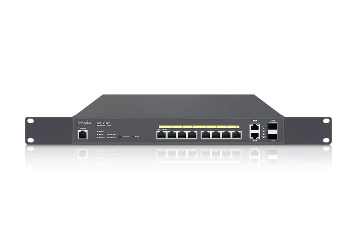 EnGenius ECS1112FP, 8-Port Gigabit PoE+, 130W, 2× SFP, 1U Rack