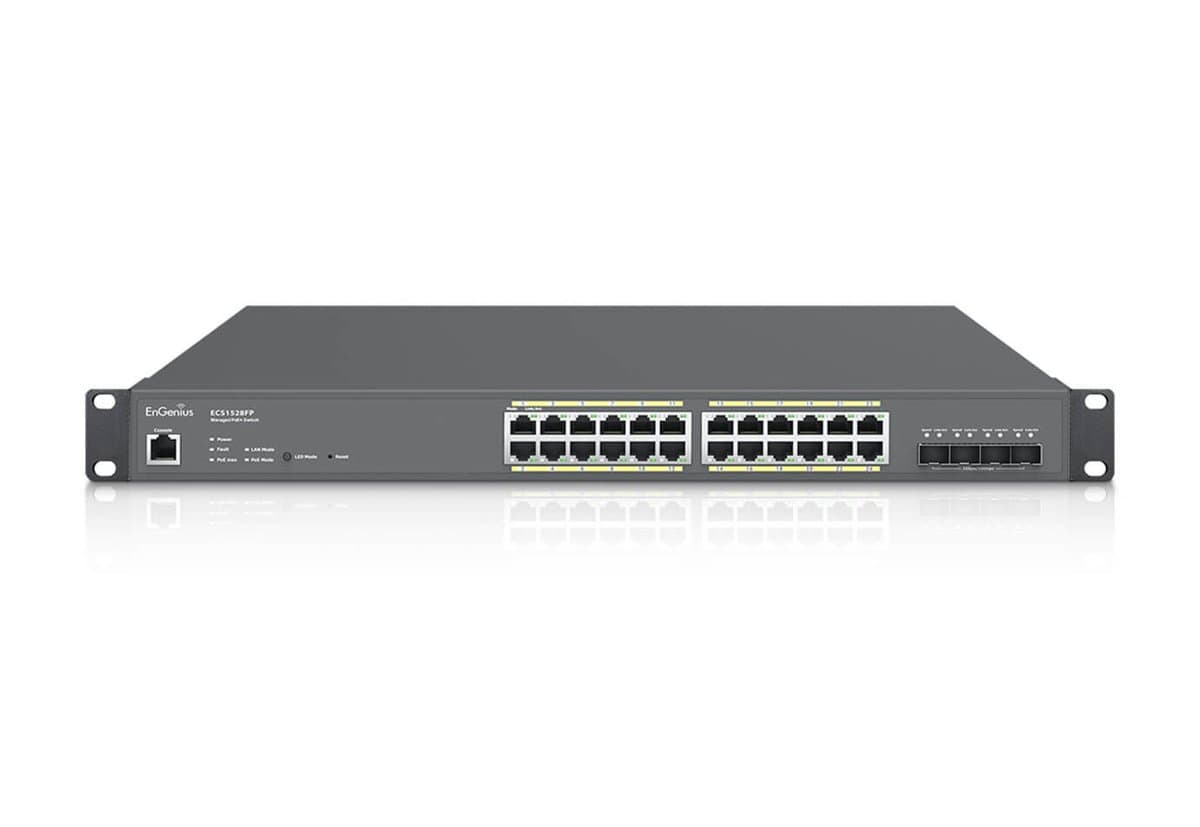 EnGenius Cloud Managed Switch, 24× 1GbE PoE+, 4× 10Gb SFP+, 410W, L2+