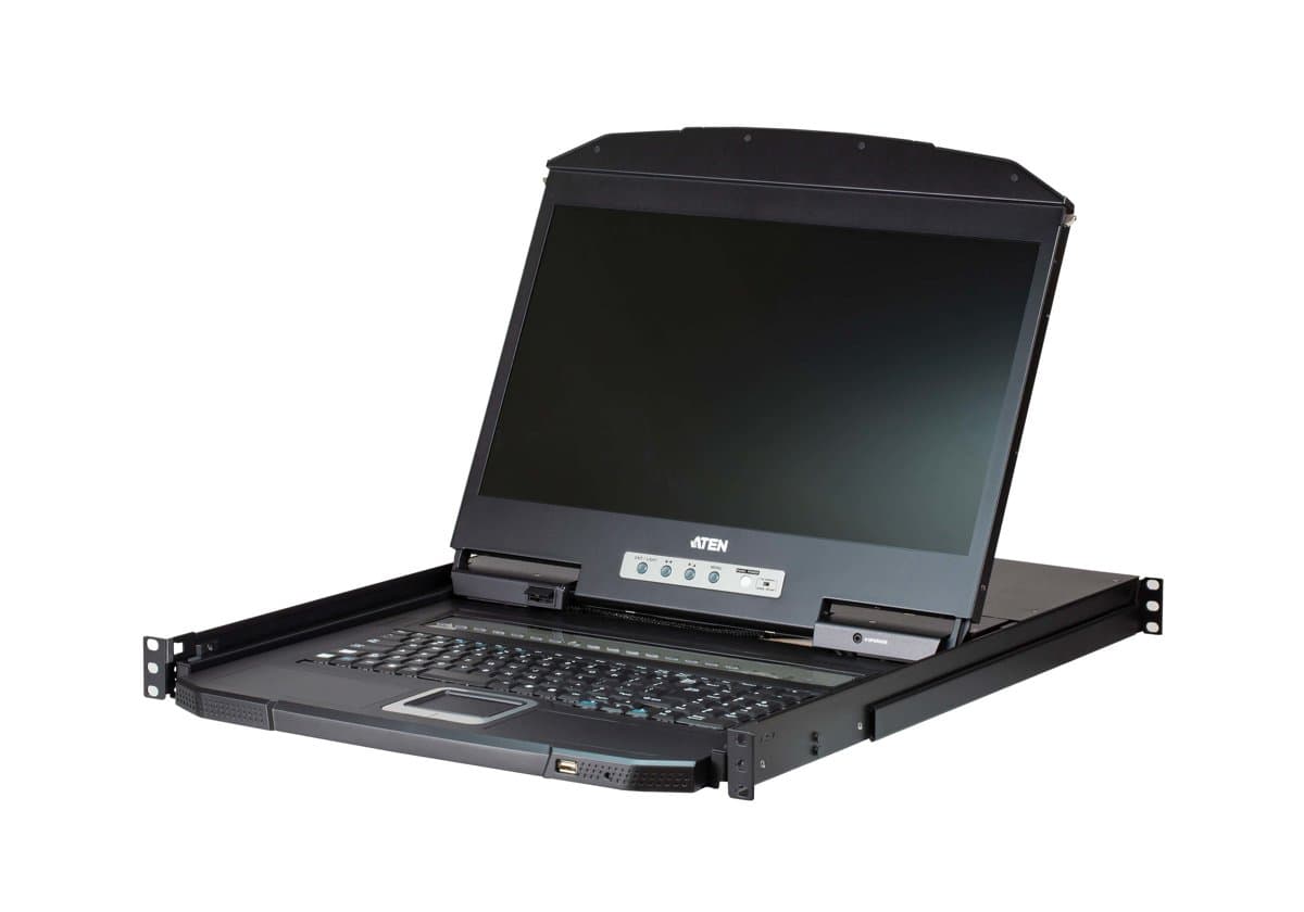 ATEN CL3108 8-Port LCD KVM Switch, 18.5", 1366×768, 250cd/m², 1U Rackmount