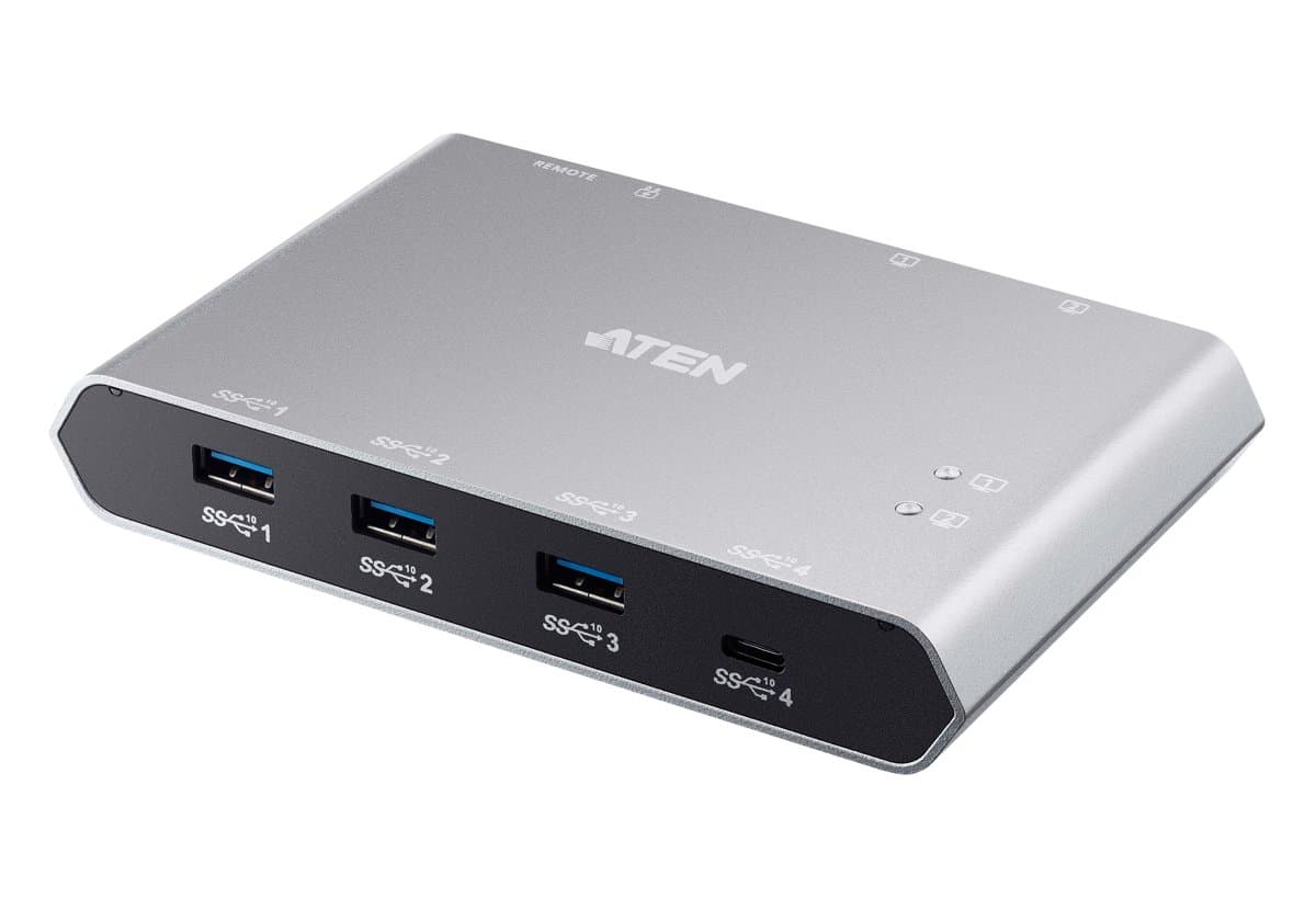 ATEN US3342 2×4 USB-C Gen2 Sharing Switch, 10 Gbps, Silver