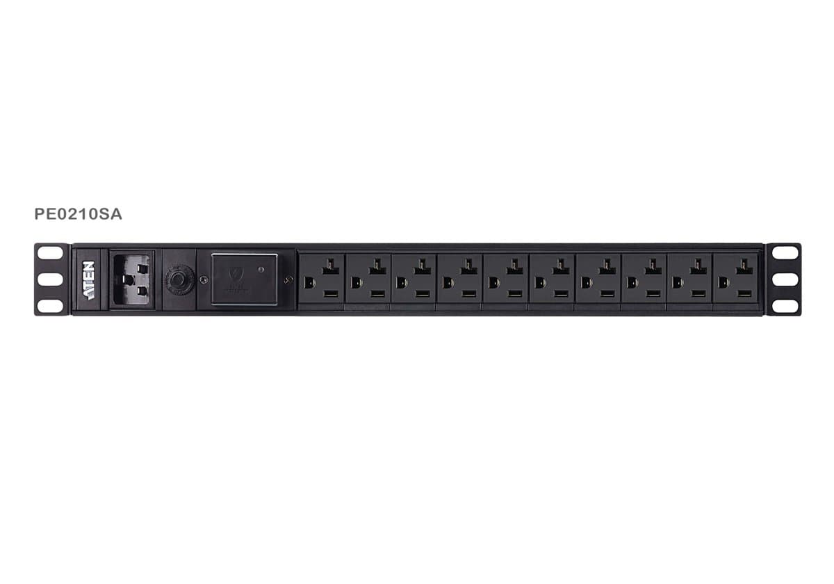 ATEN PE0210SA, 10-Outlet PDU, 20A 120V, NEMA 5-20R, Surge Protected