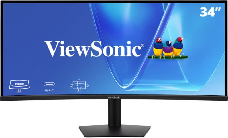 Viewsonic 34-inch UWQHD IPS Curved Monitor, USB-C, 3440 × 1440