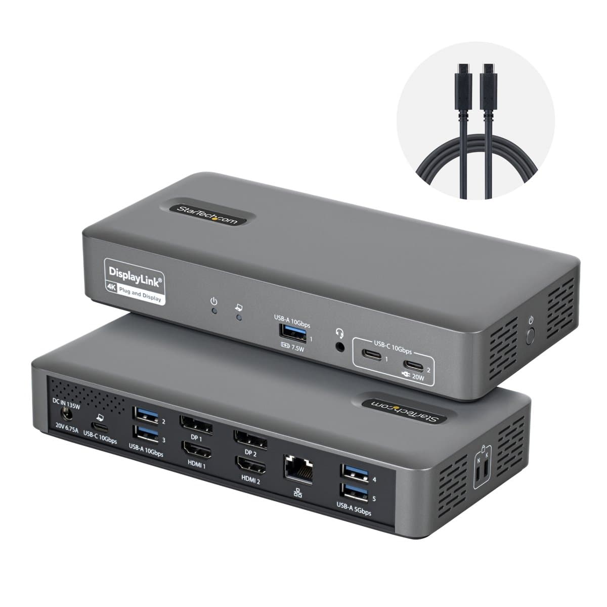 StarTech.com Dual-Monitor Smart Dock - 96W Pd HDMI Or DP Gbe