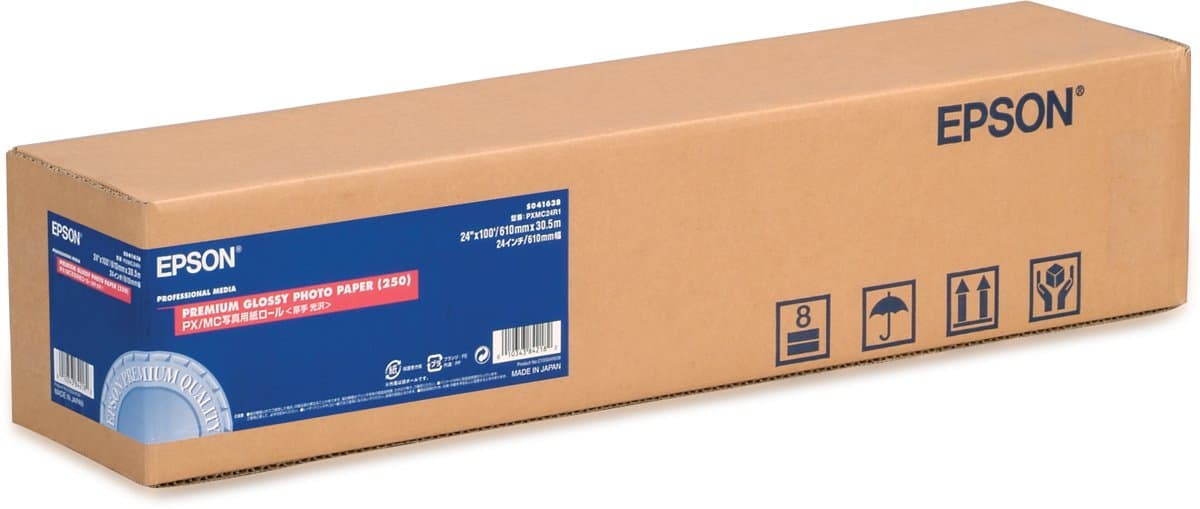 Epson Premium Glossy Photo Paper Roll, 24in × 30.5m, 260g/m², Resin-Coated