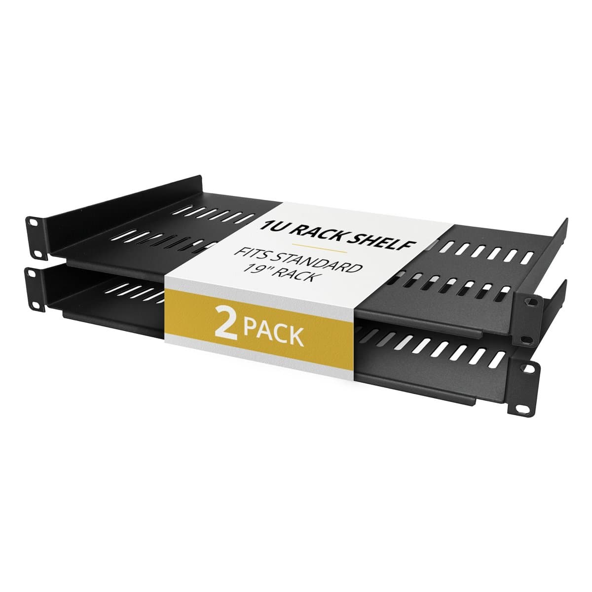 StarTech 2-Pack 1U Rackmount Shelf, 19" Wide, 10" Deep, 44lb, Vented