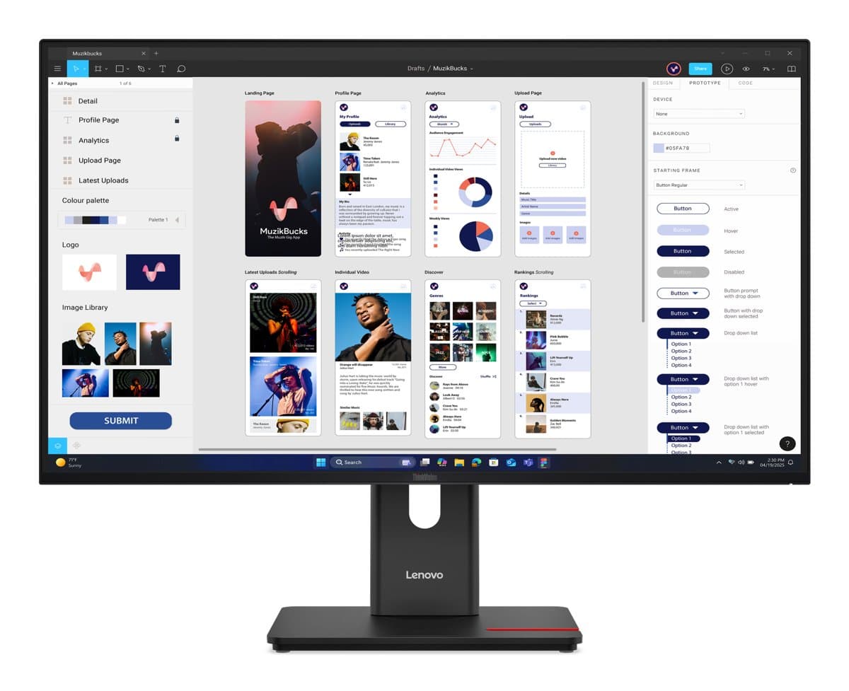 Lenovo ThinkVision T32UD-40 Monitor, 31.5" 4K UHD, 6ms Response, 178° Viewing Angles