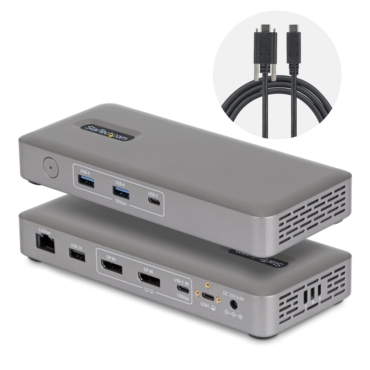 StarTech USB4 Docking Station, Dual-Monitor Dock, 100W PD, 2.5GbE, Driverless