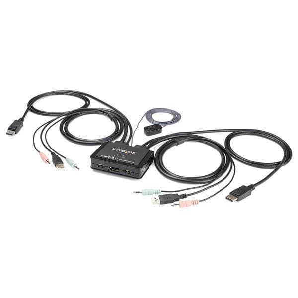 StarTech 2-Port DisplayPort KVM Switch, 4K 60Hz, DisplayPort 1.2, USB Audio
