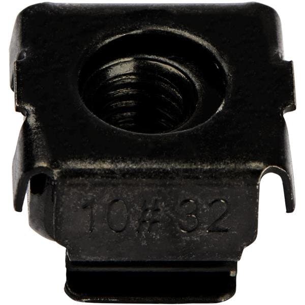 StarTech 10-32 Cage Nuts, 50 Pack, Steel, Black, Server Rack