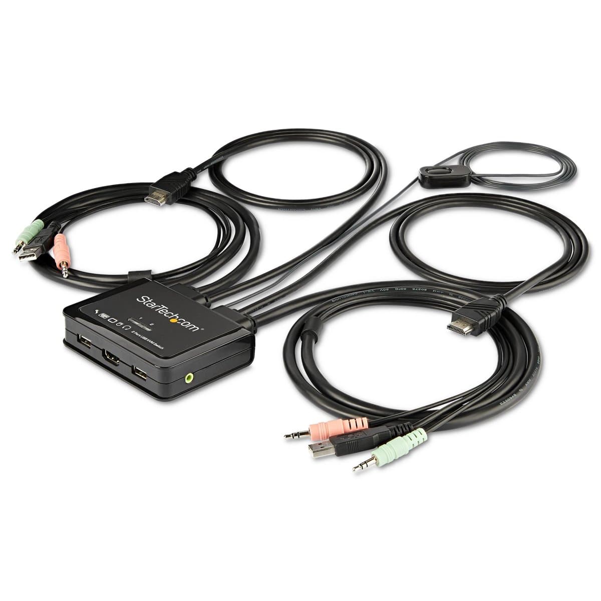 StarTech 2-Port HDMI KVM Switch, 4K 60Hz, USB, Integrated 4ft Cables