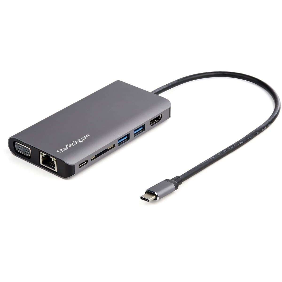 StarTech USB-C Mini Dock, 4K HDMI or 1080p VGA, 3× USB, SD, GbE, Audio, 100 W PD