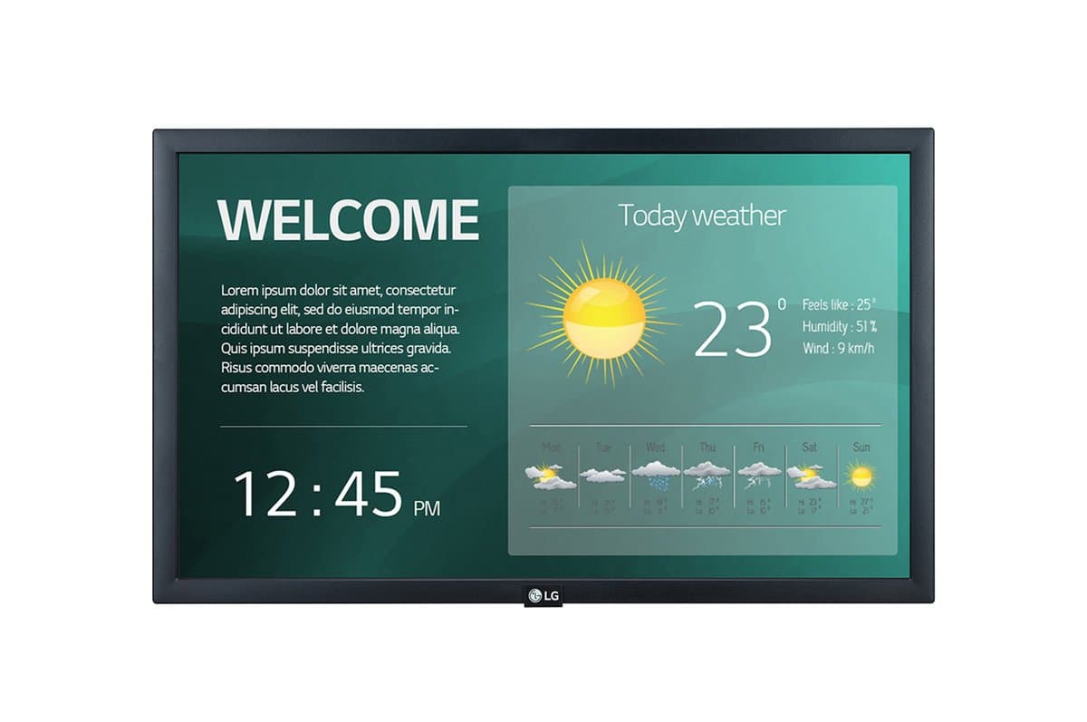 LG 22SM3G-B, 21.5" IPS Digital Signage, 1920×1080 Full HD, 250 cd/m², WebOS