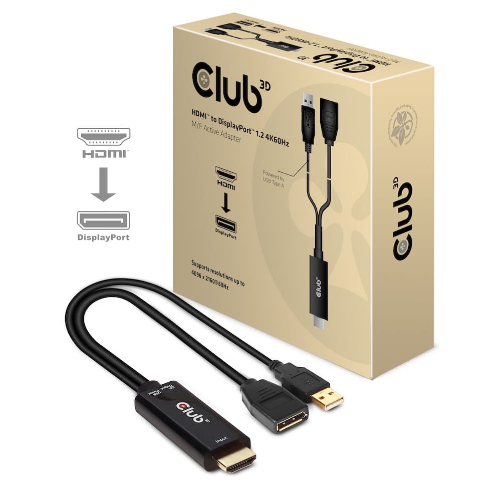 Club DP 1.2 To HDMI 2.0 Adapter Support HDMI 2.0 USB A Power