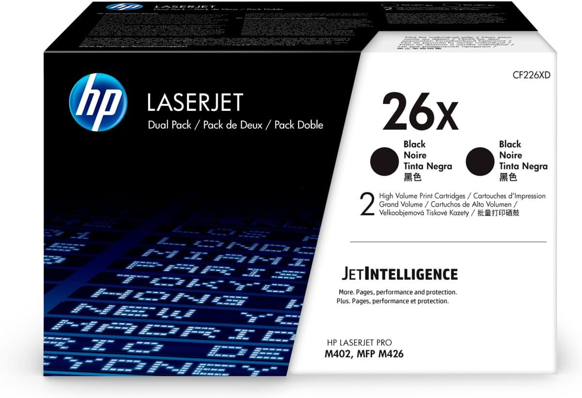 HP 26X LaserJet Toner Cartridges, 2-Pack, Black, High Yield, 18000 Pages