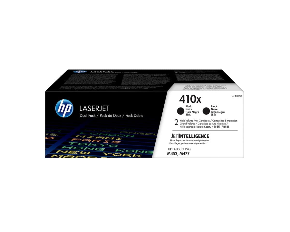 HP 410X Black LaserJet Toner Cartridge, High Yield, 13000 pages, 2-pack