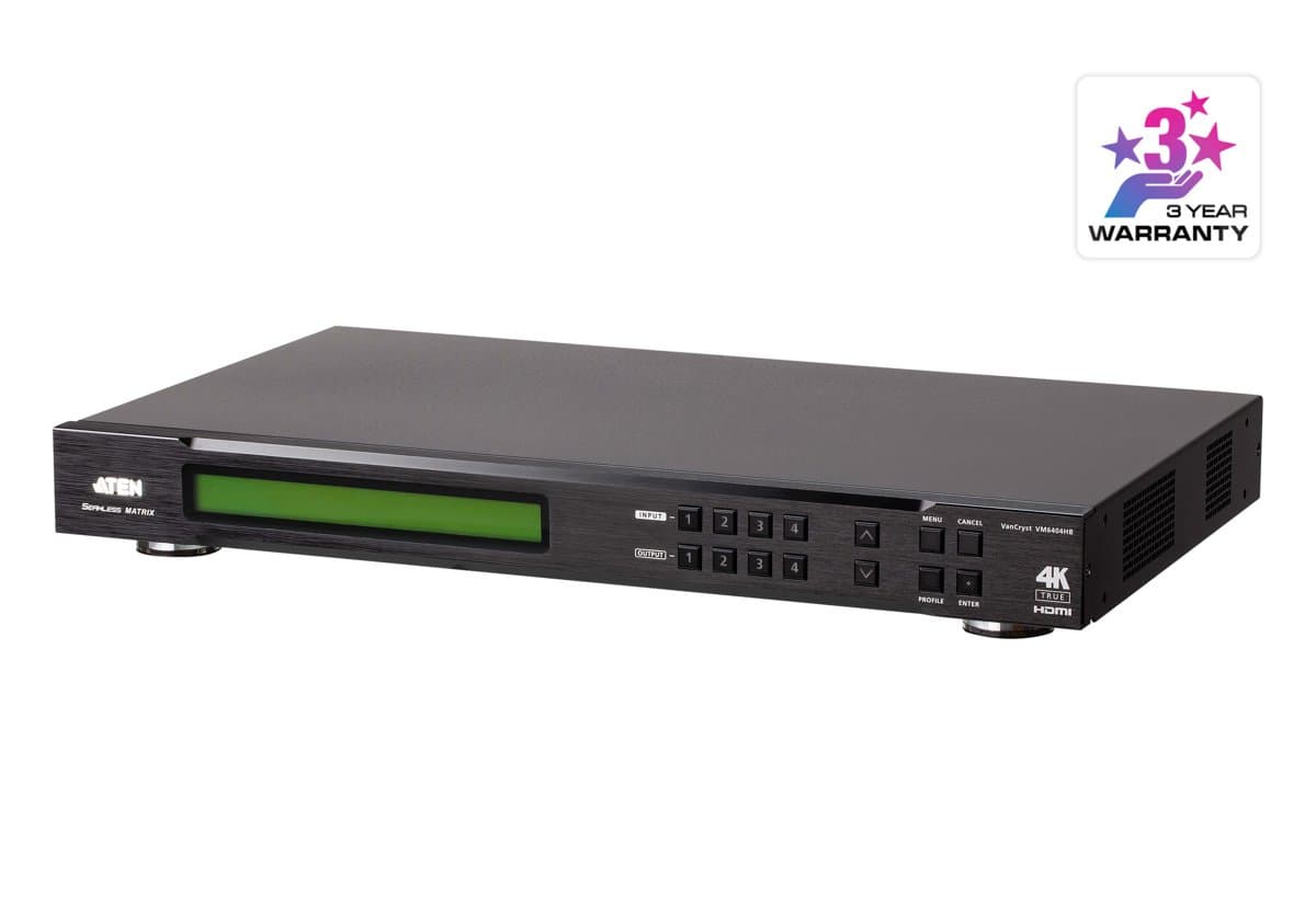 ATEN VM6404HB 4×4 HDMI Matrix Switch, 4096×2160, 18 Gbit/s, HDR