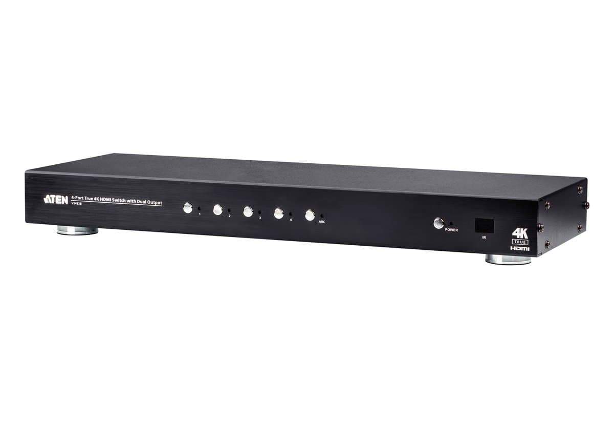 ATEN VS482B, 4-Port HDMI Switch, Dual Output, True 4K 60Hz, HDMI 2.0