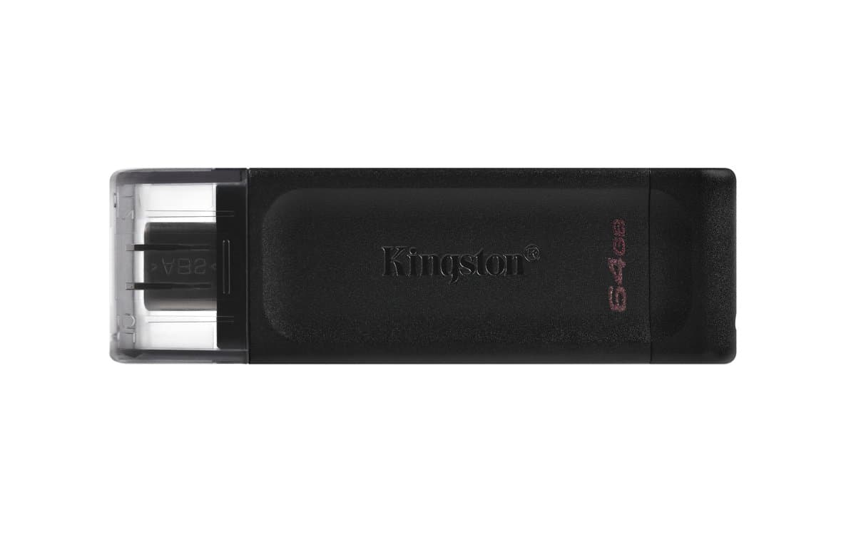Kingston DataTraveler 70 64 GB USB-C Flash Drive, USB 3.2 Gen 1, Capped, Black