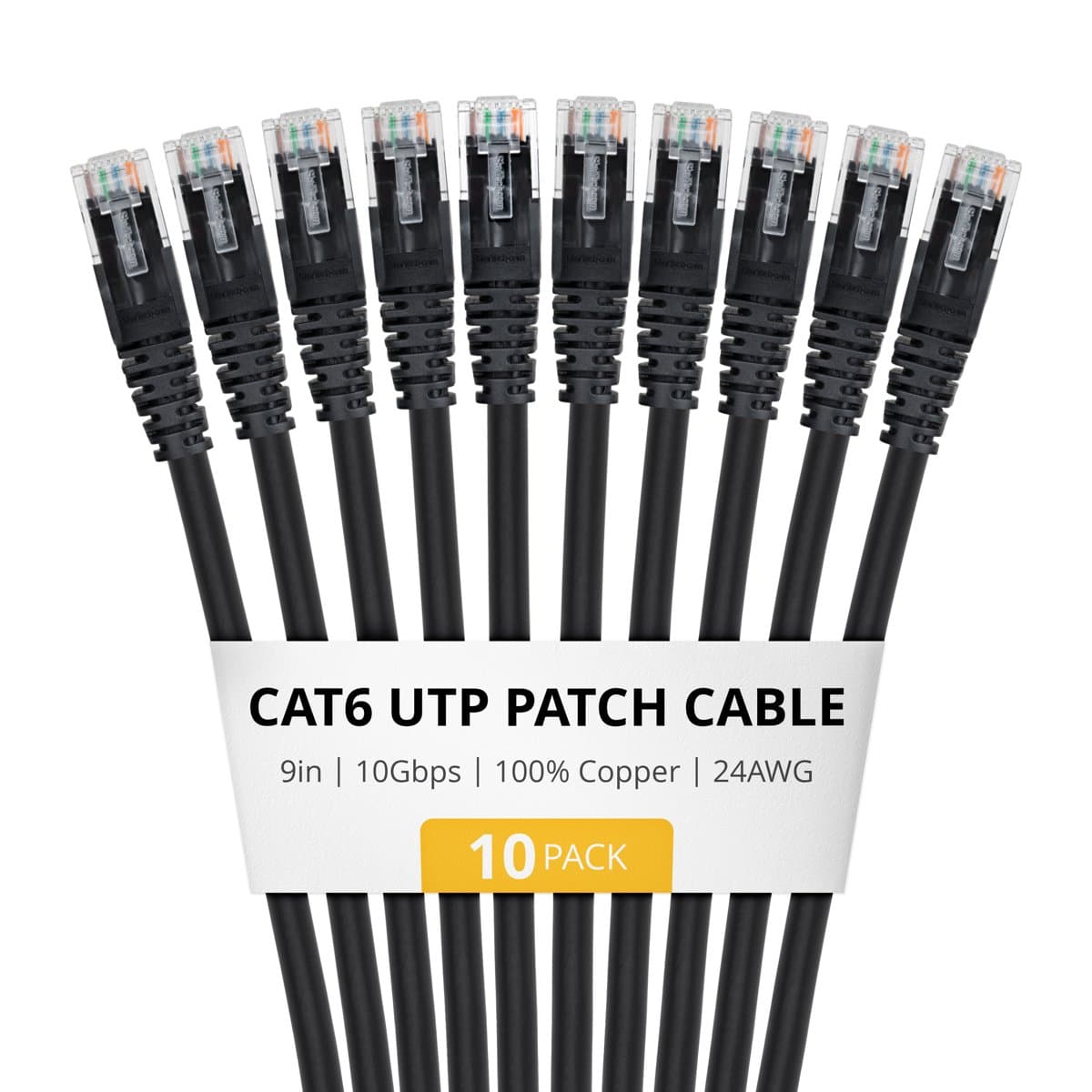 StarTech.com 9in CAT6 Cable 10 Pack Snagless RJ45 UTP Patch Cable Cord
