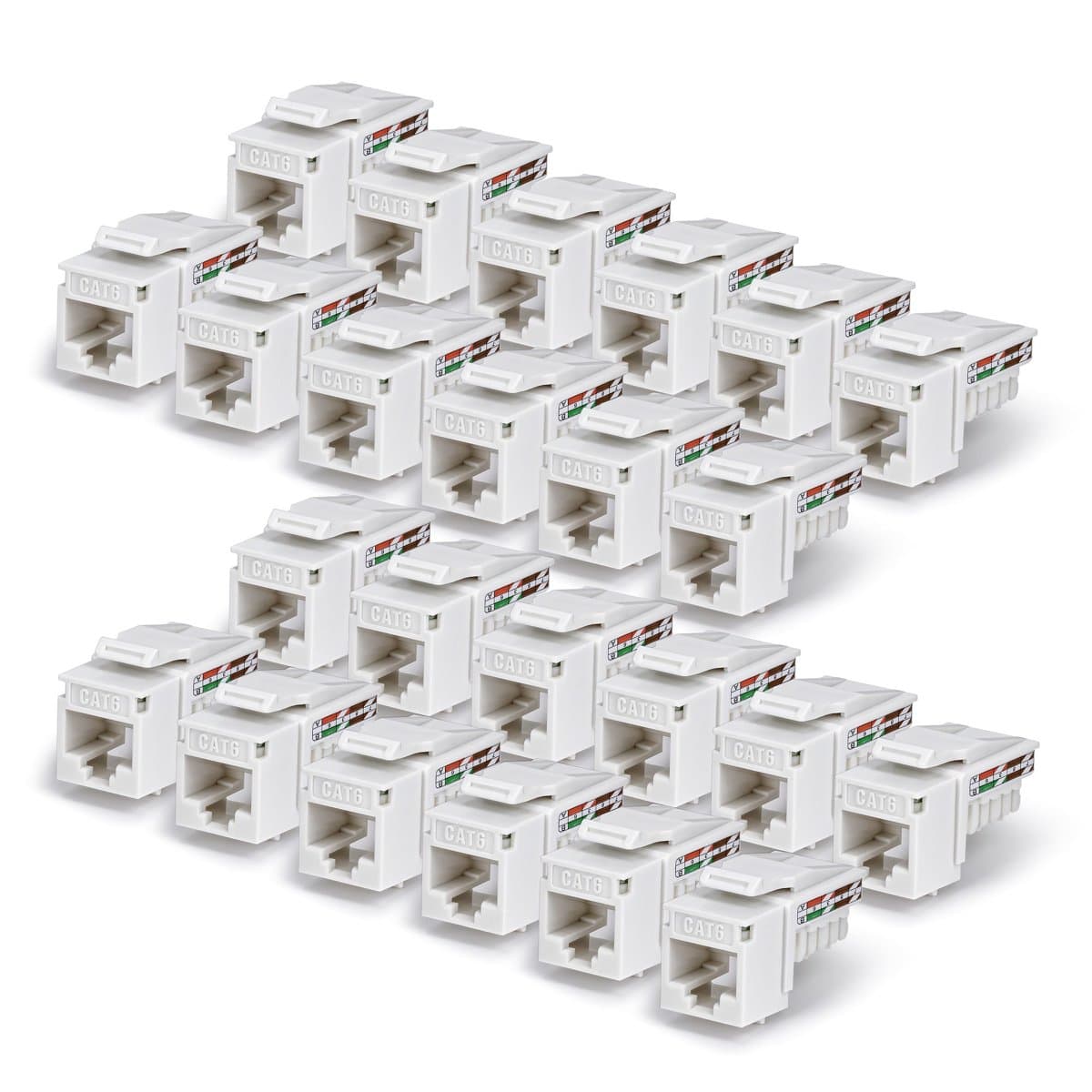 StarTech.com CAT6 UTP Keystone Jack 24-Pack 90-Degree 110 Punch Down White