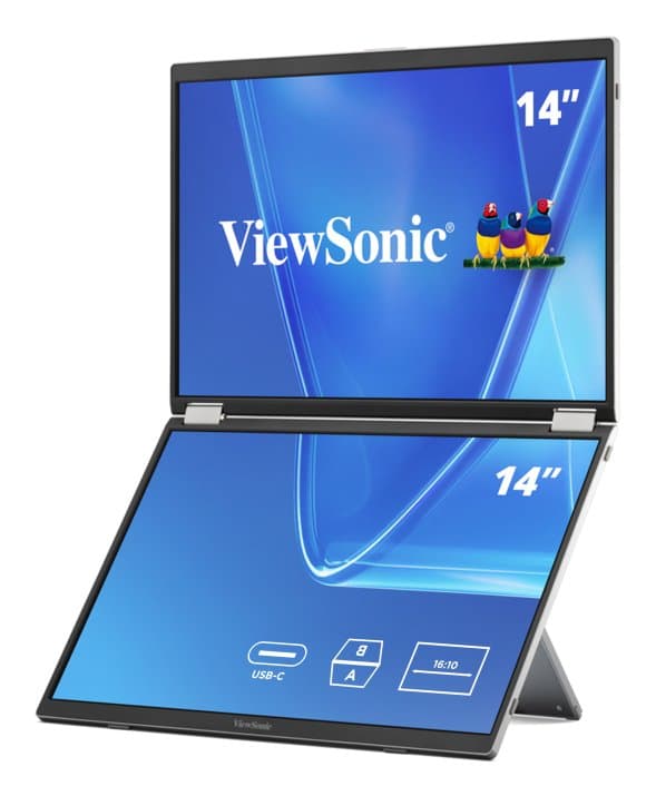 ViewSonic 14 Dual Screen WUXGA Portable With USB-C And Protective
