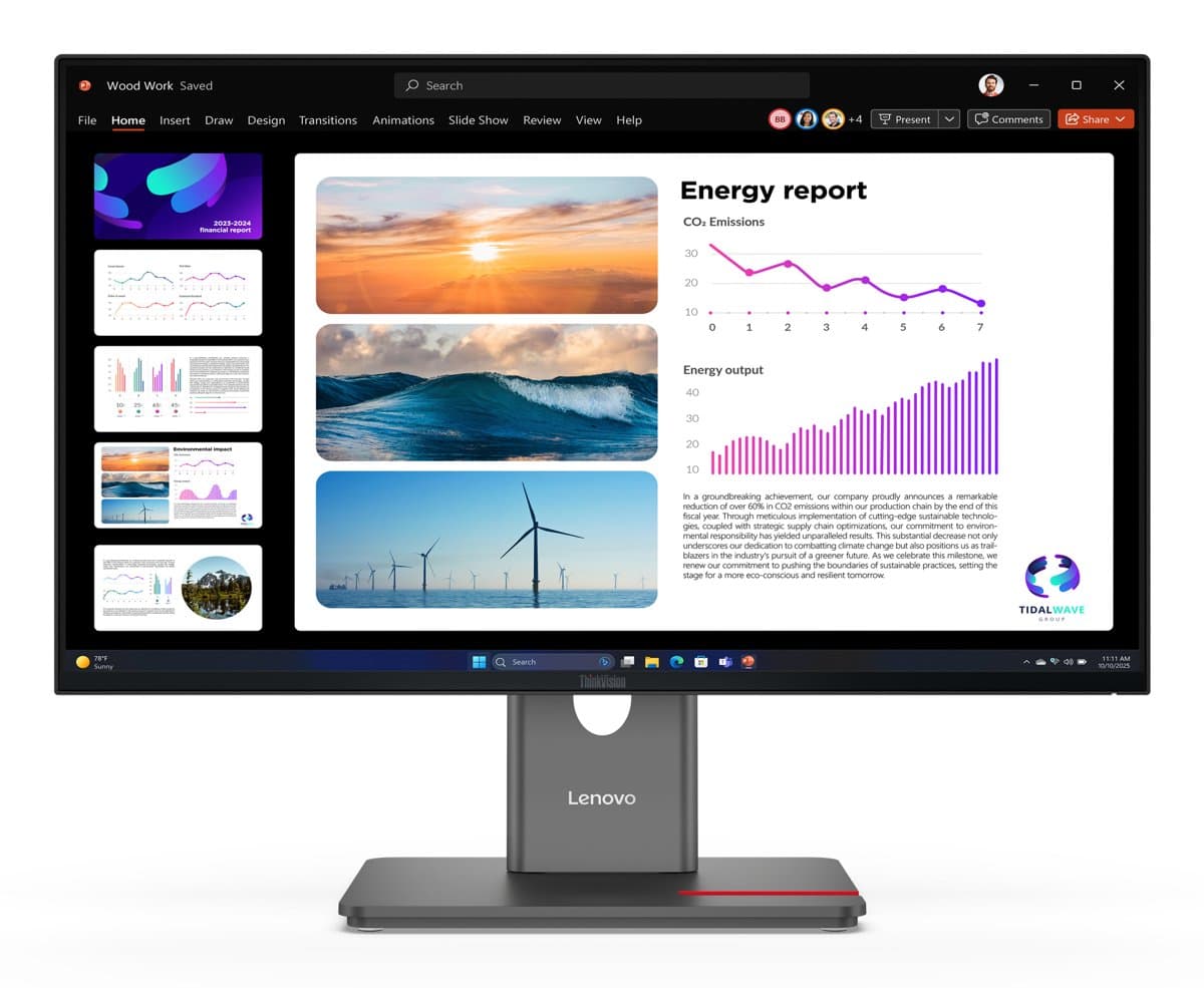 Lenovo ThinkVision P24Q-40, Wide Quad HD Monitor, 23.8-inch, 2560×1440, 6 ms